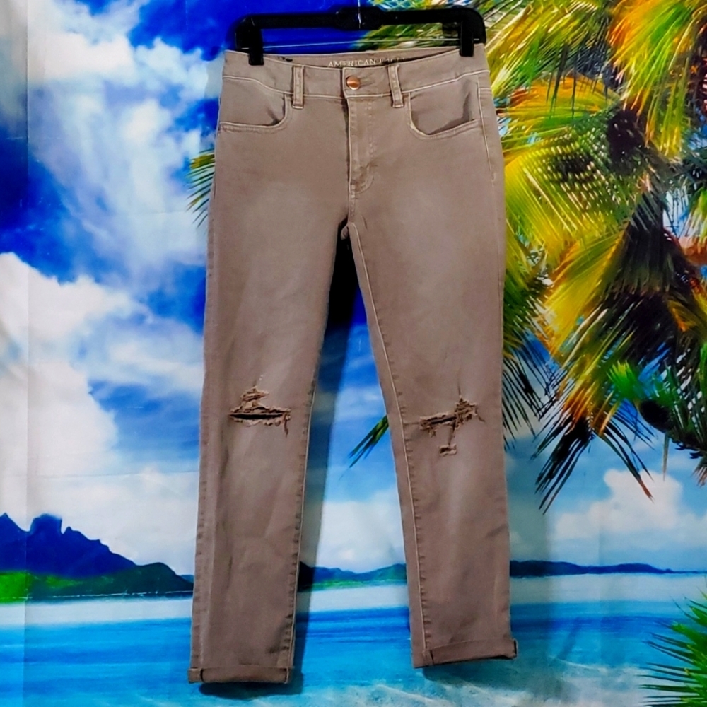 AMERICAN Eagle super super stretch jegging crop AEO DENIM SIZE 6 WOMEN'S JEANS